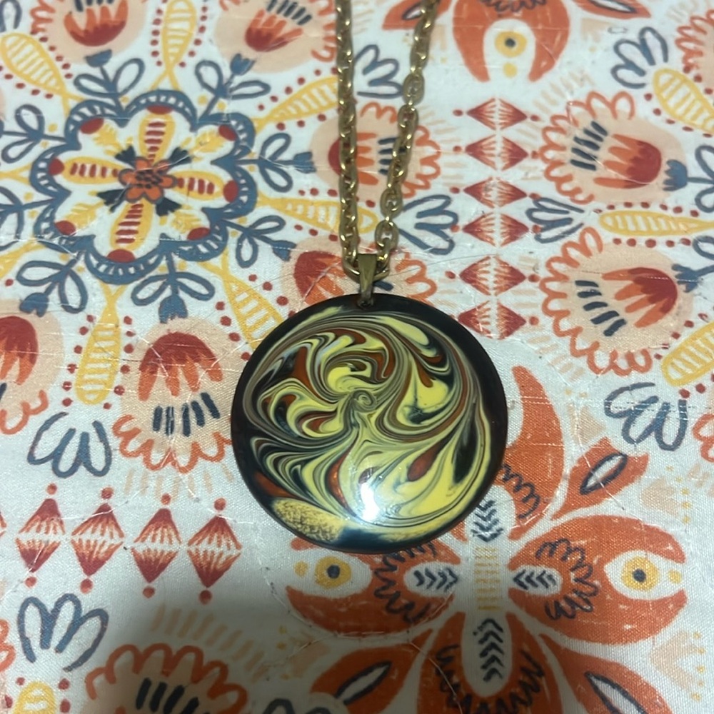 Carolyn Kurt enamel necklace.